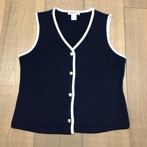 Bailey 44 Sweater Vest Womens Size M Navy Blue Old Money Nautical Preppy V-Neck